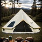 Backpacking 16.4t/5M Bell Tent with Top Stove Jack for All Year Camping, 300D Oxford Yurt Tents House for Living,Glamping Parties