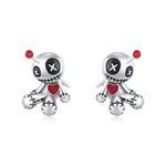 Voodoo Doll Earrings 925 Sterling Silver Gothic Earrings Horror Doll Earrings for Women Jewellery Christmas Halloween Graduation Gifts