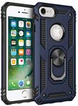 for iPhone 6 Case/iPhone 6S Case, Kinoto Lifeproof Cases with Ring for Apple iPhone 6/6S 4.7" Qi Slim Silicone Hard Transparent Cover Hybrid Shock Absorption Thin Rugged Soft TPU (Navy Blue)