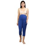 Sillyboom Women's Comfort Fit Maternity Yoga Pants Capris for Women Pregnancy Pants Over-Belly Design and Elastic Waistband for All Moms to Be (Pepsi Blue, XL)