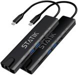 STATIK UltraHub Powered USB C Hub Multiport Adapter - USB C Docking Station - 8-in-1 Powered USB 3.0 Hub with 4K USB C HDMI Adapter, USB C Dock, 100Mbps Ethernet Port, SD/TF Card Reader (2-Pack)