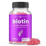 Biotin Gummies | 5000mcg Per Gummy | Hair Skin & Nails Vitamins | 60 Hair Vitamins Gummies | Healthy Hair Supplement for Women & Men | Vegan & Non-GMO | Natural Strawberry