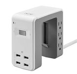 APC by Schneider Electric Desk Mount Power Station PE6U4W, U-Shaped Surge Protector with USB Ports (4), Desk Clamp, 6 Outlet, 1080 Joules, White