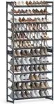 SONGMICS Shoe Rack, 12-Tier Shoe Organizer, Metal Shoe Storage for Garage, Entryway, Set of 2 6-Tier Stackable Shoe Shelf, with Adjustable Flat or Angled Shelves, Hold 48-60 Pairs, Cool Gray ULMR12G01