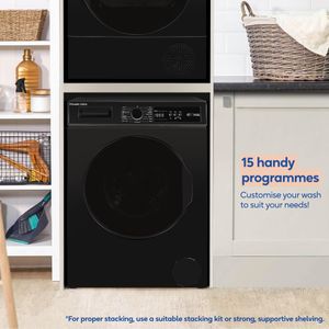 Russell Hobbs 8kg Freestanding Washing Machine – 1400rpm, Black, 15 Programmes