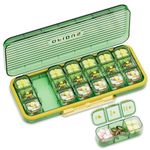 OFIDUS 21 Cells 3 Times a Day Pill Organiser - Moistureproof Daily Cute Pill Box, Removable Separate Cell 21 Days Pill Case Suitable for Women Men Travel Jewelry & Everyday(Green)