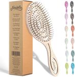 Ninabella Organic Detangling Hair Brush for Women, Men & Children - Does not Pull on Hair - Hair Straightening Brushes for Straight, Curly & Wet Hair - Unique Spiral Hairbrush