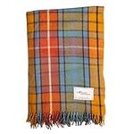 The Scotland Kilt Company Tartan Rug - 100% Wool Soft Blanket with Fringed Edges in Antique Buchanan - King Size 69 x 98''