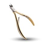 Rui Smiths Professional Cuticle Nippers, Gold-Plated Carbon Steel, French Handle, Double Spring, 6mm Jaw (Full Jaw)