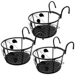 NILICAN Hanging Rail Planter Baskets Wrought Iron Hanging Flower Baskets for Home Balconies, Iron Products for Home Grown Plants (Black)