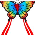 JOYIN Rainbow Butterfly Kites for Kids and Adults, Easy to Fly Large Single Line Kites for kids - 55" x 27.5" Kite with 328ft String for Beginner, Butterfly Beach Kite for Outdoor Games and Activities