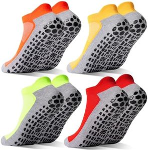 LIFPAU Men’s Non Slip Socks with Grips Yoga Pilates Anti Skid Athletic Ankle Gym Home Thick Cushioned Socks 4 Pairs