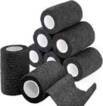 ADMITRY 8 Rolls Self Adhesive Bandage Tape, 7.5cm x 4.5m Vet Wrap for Dogs, Horses, Pets, Elastic Cohesive Bandages for Wrist, Ankle Sprains and Swelling (Black)