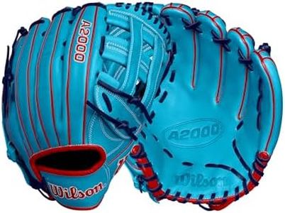 Wilson Fall 2024 A2000® 1750 12.5” Outfield Baseball Glove - Right Hand Throw, Sky Blue/Red