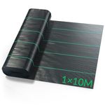 Velway Weed Control Membrane Heavy Duty - 1x10M Weed Control Barrier Fabric Landscape Ground Cover for Artificial Grass Patios Paths Flower Beds - Weed Suppressant Membrane