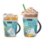 Beautyflier Pack of 2 Reusable Iced Coffee Cup Insulator Sleeve with Handle for Cold Beverages, 16-22oz Neoprene Holder for Starbucks Coffee, Dunkin Donuts (Pattern2)