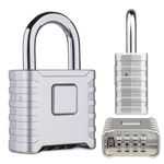FreshDcart Resettable 4-Digit Number Combination Zinc Padlock PIN Security Number Padlock Heavy Duty Weatherproof for Indoor and Outdoor Use, Sheds, Gates, Lockers, Storage (Silver)