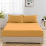 Oxford Homeware Ochre King Size Fitted Sheets -100% Brushed Microfibre 1800 Easy Care 25 cm Deep King Size Bed Sheet Bedding - Shrinkage and Fade Resistance