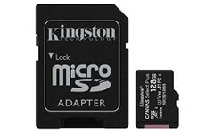 Kingston Canvas Select Plus 128GB microSD Card Class 10 UHS-I speeds up to 100MB/s with Adapter (SDCS2/128GBIN), Black