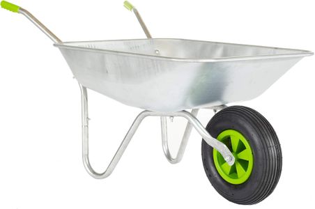 Neo 65L Wheelbarrow – Silver Steel Garden Cart