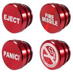 AITIAO 4Pcs Cigarette Lighter Plug Aluminum Button Car Cigarette Lighter Plug Cover for Most Vehicles Autos with Standard 12V Power Source Cigarette Lighter Plug (EJECT+FIRE MISSILE+NO SMOKING+PANIC)