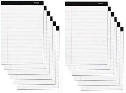 Universal 30630 Premium Ruled Writing Pads, White, 8 1/2 x 11, Legal/Wide, 50 Sheets (12)