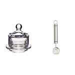 Artesà Mini Glass Butter Cloche, 9 x 9.5 cm (3.5" x 3.5") & KitchenCraft Professional Stainless Steel Butter Curler Tool, 18 cm (7")