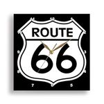 3dRose dpp_110012_1 Route 66, Black and White-Wall Clock, 10 by 10-Inch