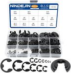 NINDEJIN 395PCS Retaining Rings E-Clip Assortment Set, 13 Sizes, Carbon Steel External Snap Ring, E-Clips Retainer Circlip Rings for Projects - Gears Pulleys Axles Shafts and Other Moving Parts