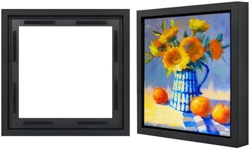 Americanflat 12x12 Canvas Floating Frame with Adhesive Strips Included - Elegant Floating Frame for Artwork - Canvas Frames for Wall Display - Black