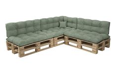 POKAR Euro Pallet Quilted Pillow - Set of 8: Seat Cushion 120 x 80cm + Back Cushion 120 x 40cm, Garden Pillows Sofa, Patio, Without Pallets, Green