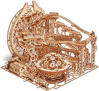 Wood Trick Wooden Marble Run 3D Wooden Puzzles for Adults and Kids to Build - 15x14 in - Electric Driven - Roller Coaster Wooden Model Kits for Adults and Teens to Build