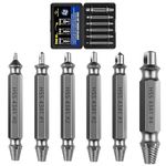 Nuovoware Damaged Screw Extractor Set, 6 PCS Easy Out Stripped Screws Nuts Bolts Drill Bit Tools, All-Purpose HSS 4341 Extractor Remover Kit, Ideal for DIY and Home Repairs, Gifts for Men, Dark Gray
