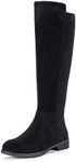 Vepose Women's Knee High Boots, Casual Tall Riding Boots with Low Flat Heel, Comfortable Black Suede, Size 11 US-9662 with Inner Zipper(CJY9662 Black 11)