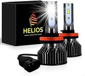 HELIOS H8 / H9 / H11 Headlight Bulbs Led 18000 LM Super Bright Fan Cooling All In One Cool White Conversion Kit Hi/Lo (DC 9-30V) 6000K (36W x2) 30,000Hours over 200% Brighter, Braided Cable