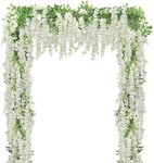 U'Artlines 10Pcs 7.2 Ft/Piece Artificial Wisteria Garland Silk Fake White Wisteria Flowers Hanging Greenery Vines Garlands Rattan for Home Garden Wedding Arch Party Indoor Outdoor Décor