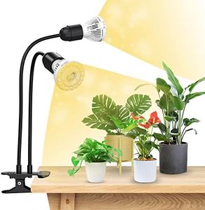 SANSI Plant Lamp 20 W Full Spectrum Growth Lamp, Strong Grip Clip Fixed, 360° Gooseneck, Suitable for Indoor Plant Growth, Garden, Greenhouse, with 2 E27 Plant Growth Lamps, Metal