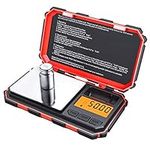 Criacr Digital Pocket Scale, 200g Precision Mini Scales with 50g Calibration Weight, Potable Jewellery Scales with LCD Backlit, 0.01 Precision, 6 Units, Tare Function, Stainless Steel, for Experiment