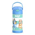 THERMOS FUNTAINER 12 Ounce Stainless Steel Vacuum Insulated Kids Straw Bottle, Bluey