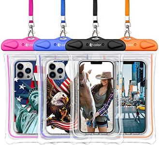 F-color Waterproof Phone Pouch - 4 Pack Phone Waterproof Pouch for iPhone 15 14 Pro Max Galaxy S24 Up to 7.2", IPX8 Waterproof Phone Case with Lanyard for Beach, Surfing, Snorkeling, Swimming