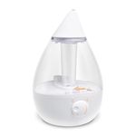 Crane USA Humidifiers - Clear & White Drop Ultrasonic Cool Mist Humidifier - 1 Gallon Adjustable Mist Output, Automatic Shut-off Whisper-Quiet Operation for Home Bedroom Office Kids and Baby Nursery