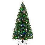 Best Choice Products 6ft Pre-Lit Fiber Optic Artificial Pine Christmas Tree, Holiday Décor Centerpiece w/ 230 Multicolored LED Lights, 8 Sequences, Foldable Stand