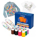 7 Artists Fabric Paint Set 12 x 20 ml – Permanent Textile Paints for Clothes, Shoes & Denim | Water Based Jeans, Leather & Sneaker Paint | Washable Non-Toxic Fabric Dye for Cotton & Synthetic Fabrics