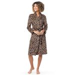 Fruit of the Loom Womens Women's Fleece Robe, Brown Cheetah, 3X