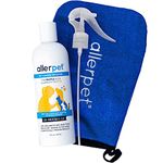 Allerpet Pet Allergy Relief - Best Dog & Cat Pet Dander Remover for Allergens + Works for Any Pet w/Fur or Feathers - 100% Non-Toxic & Safe for Pets + Bonus Applicator Mitt & Sprayer