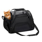 DONYER POWER Soft Sided Pet Carrier for Dogs & Cats Comfort Airline Approved Under Seat Travel Tote Bag, Travel Bag for Small Animals with Mesh Top and Sides,BLACK