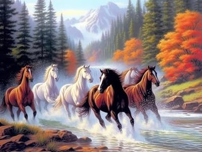 Kaliosy 5D Diamond Art Painting Horse by Number Kits, Paint with Diamonds Art Animal DIY Full Drill, Crystal Craft Cross Stitch Embroidery Decoration 30x40 cm