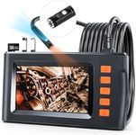 Dual Lens Borescope, Endoscope Camera with Light, 1080P Sewer Camera with 4.3 Inch LCD Screen, Inspection Camera IP67 Waterproof Lens, Adjustable LED, 16.5FT Cable, 32GB TF Card