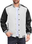 COOFANDY Mens Letterman Jackets Unisex Baseball Bomber Jacket Baseball Jacket Men Faux Leather Coat Outwear