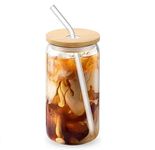 HEJISUN Beer Can Shape Drinking Glasses Tumbler with Airtight Wooden Lid and Straw, 500ml Sipper for Juice Cocktail Iced Tea Coffee Hot Cold Drink Cup Home Office (CAN Mug)(Pack of 1)